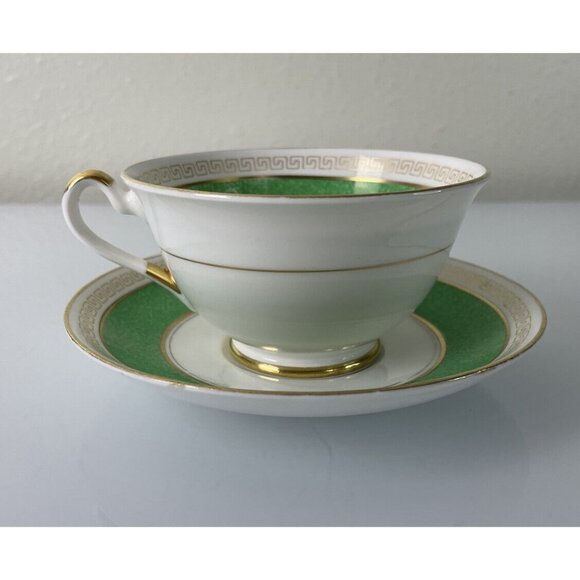 EB Foley China Teacup & Saucer, Green, Gold & White, Made in England, Tableware - Picture 3 of 12